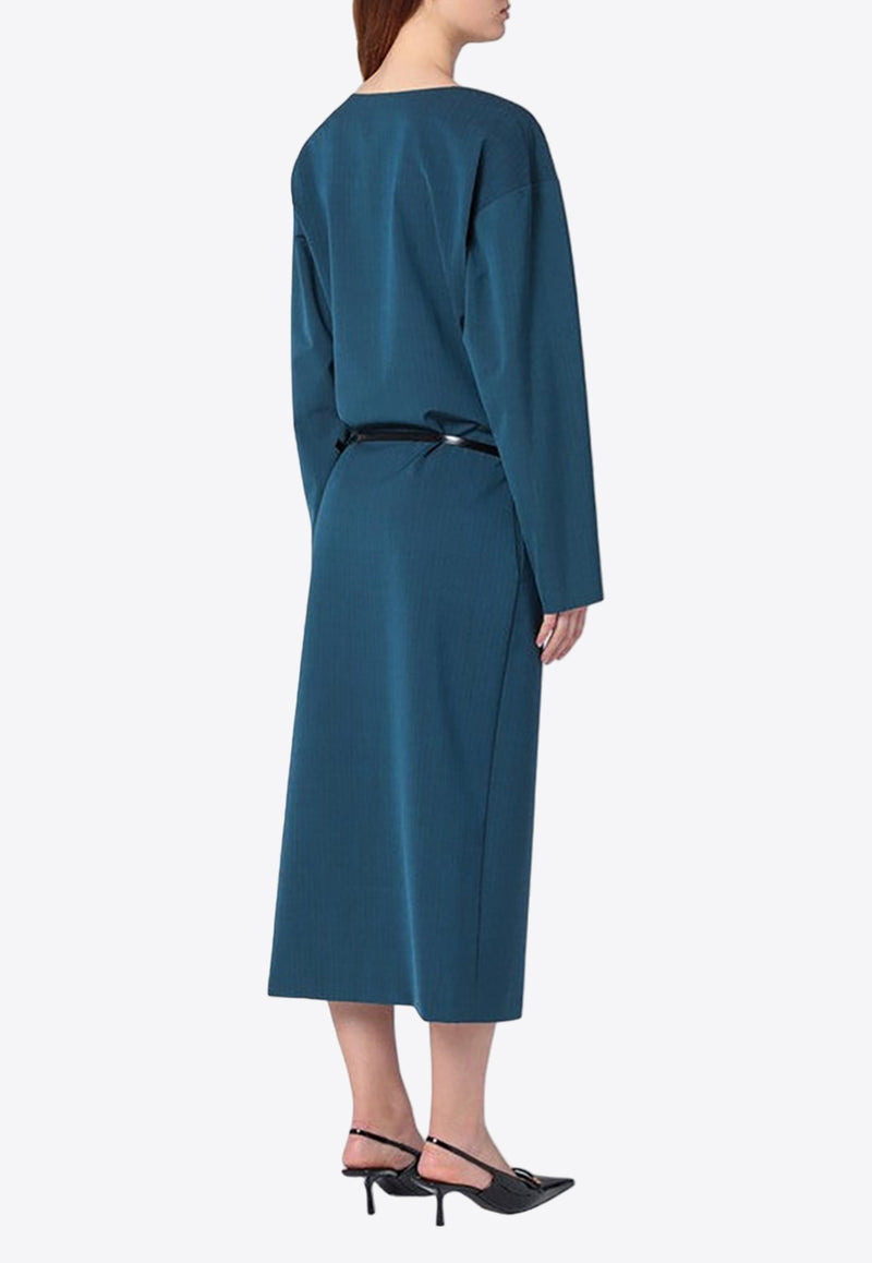 Philosophy Di Lorenzo Serafini Wool-Blend Midi Dress with Belt Blue 04137126/P_PHILO-V0310