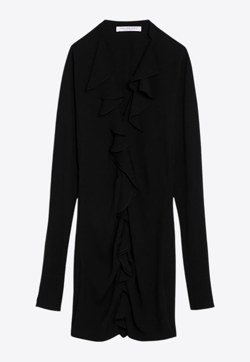 Philosophy Di Lorenzo Serafini Light Crepe Ruffled Mini Dress Black 04395719/P_PHILO-A0555