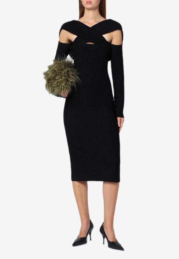 Philosophy Di Lorenzo Serafini Crossover Long-Sleeved Midi Dress Black 04867105/P_PHILO-A0555