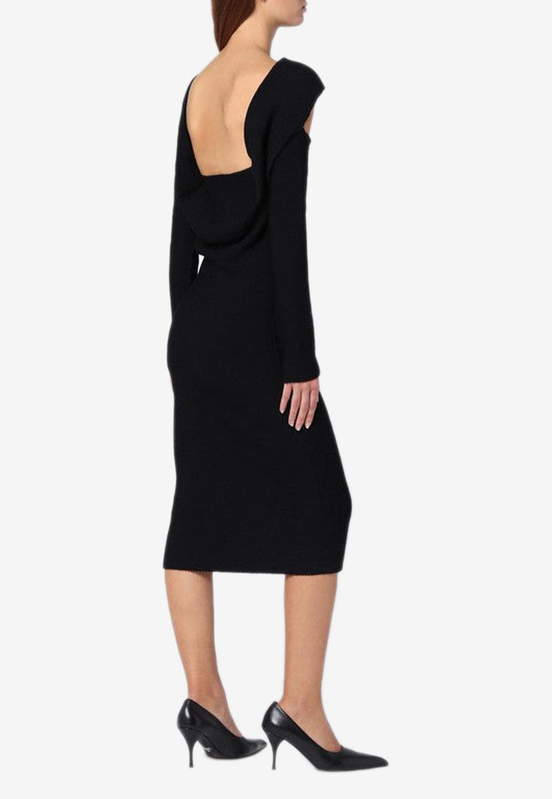 Philosophy Di Lorenzo Serafini Crossover Long-Sleeved Midi Dress Black 04867105/P_PHILO-A0555