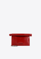 The Small Rond Carré Clutch in Croc-Embossed Leather