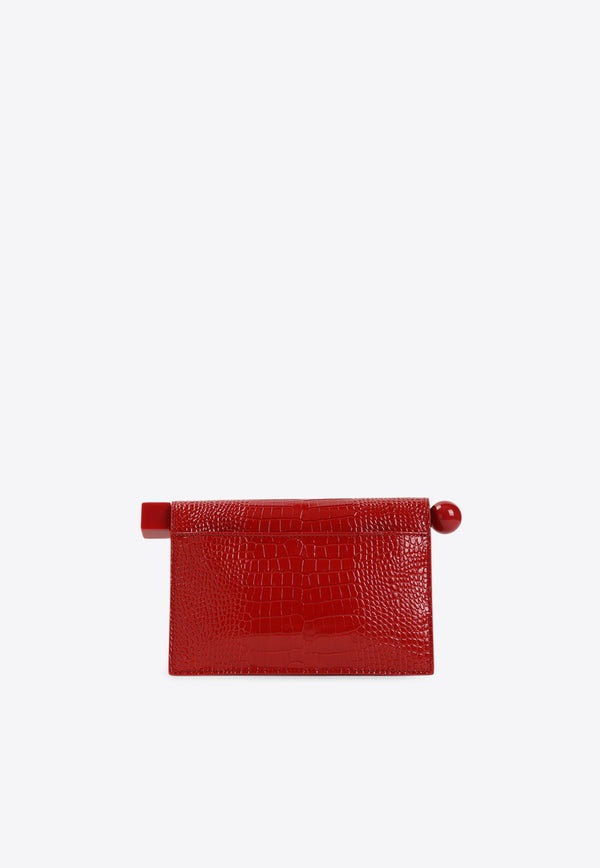 The Small Rond Carré Clutch in Croc-Embossed Leather