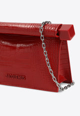 The Small Rond Carré Clutch in Croc-Embossed Leather