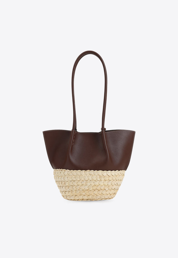 Small Bux Leather and Raffia Tote Bag