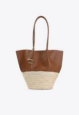 Medium Bux Leather and Raffia Tote Bag