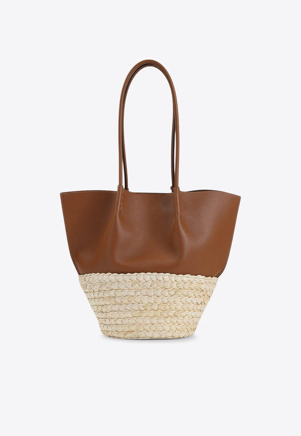 Medium Bux Leather and Raffia Tote Bag