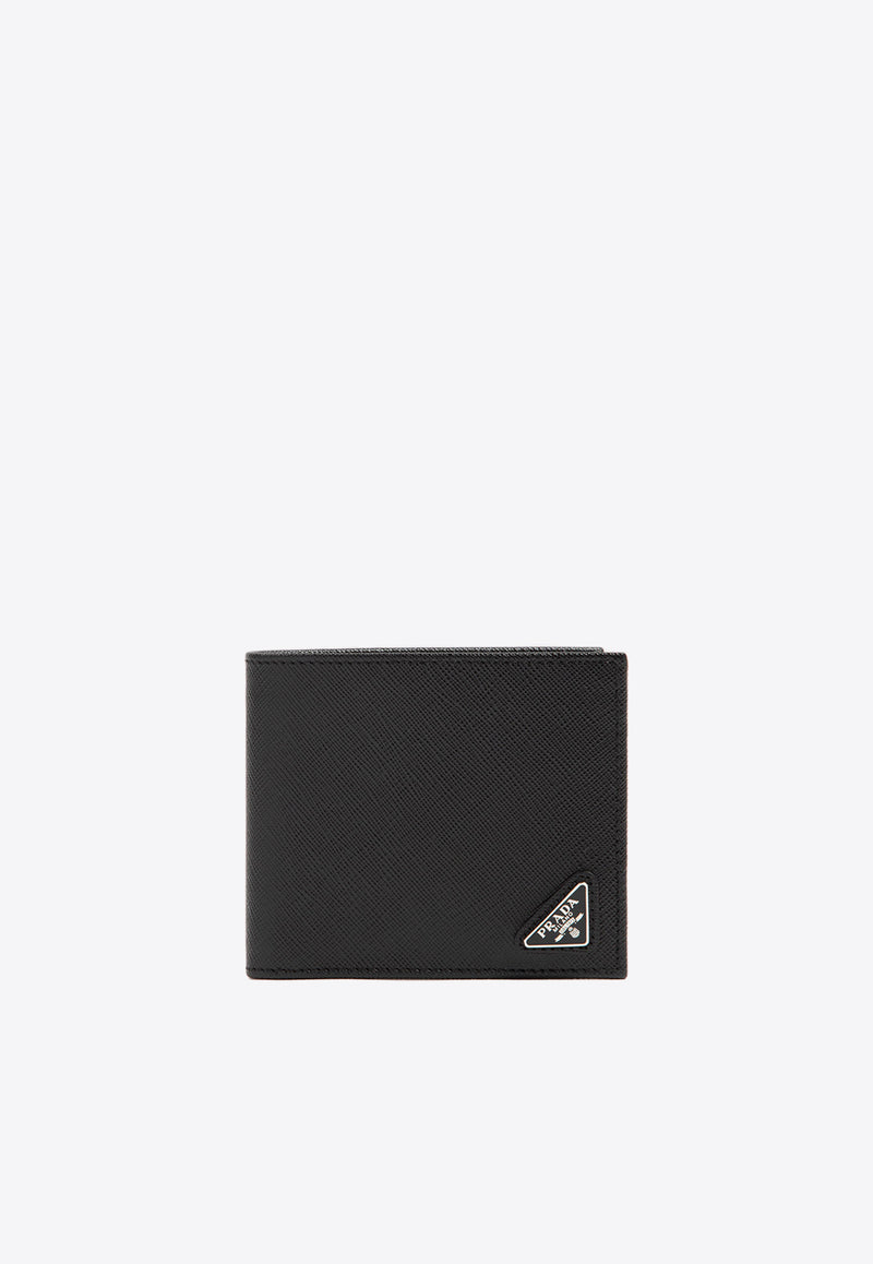 Triangle Logo Saffiano Leather Wallet