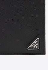 Triangle Logo Saffiano Leather Wallet