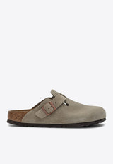 Birkenstock Boston Suede Flat Mules Taupe 060463SUE/Q_BIRKE-TA