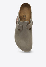 Birkenstock Boston Suede Flat Mules Taupe 060463SUE/Q_BIRKE-TA