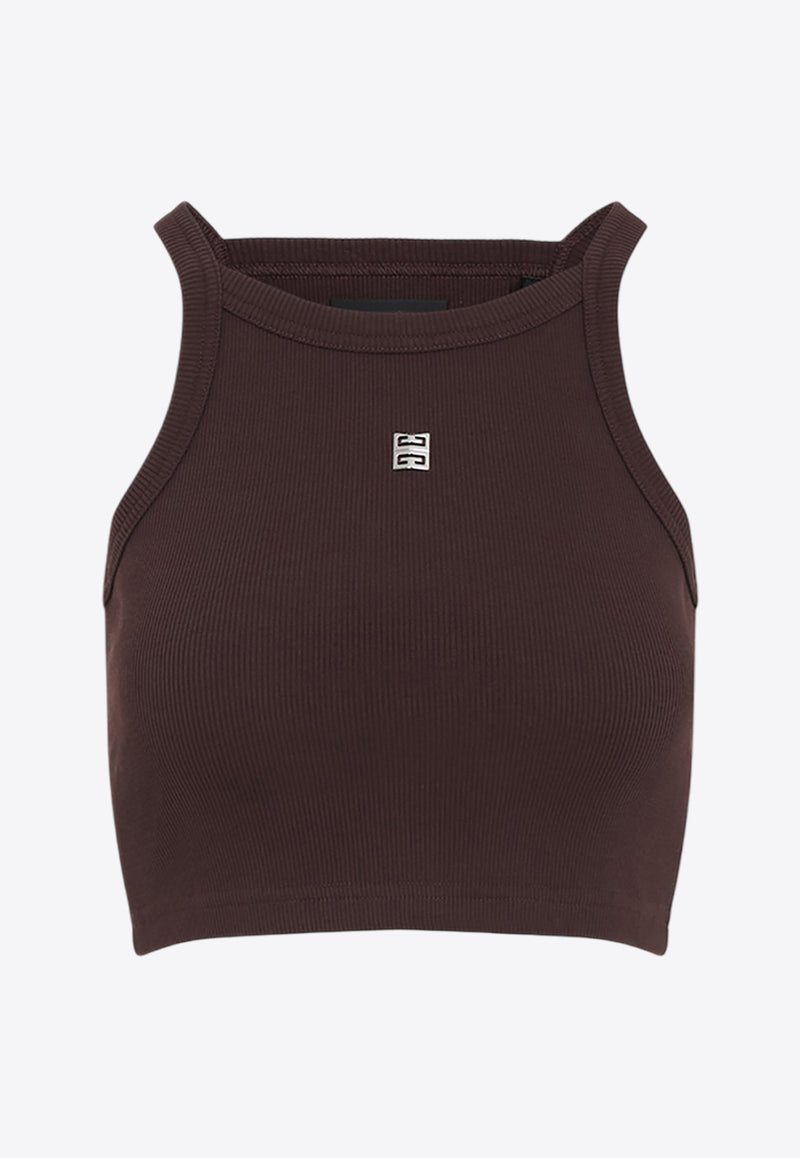 4G Logo Ribbed Crop Tank Top