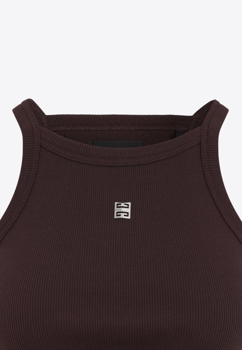 4G Logo Ribbed Crop Tank Top