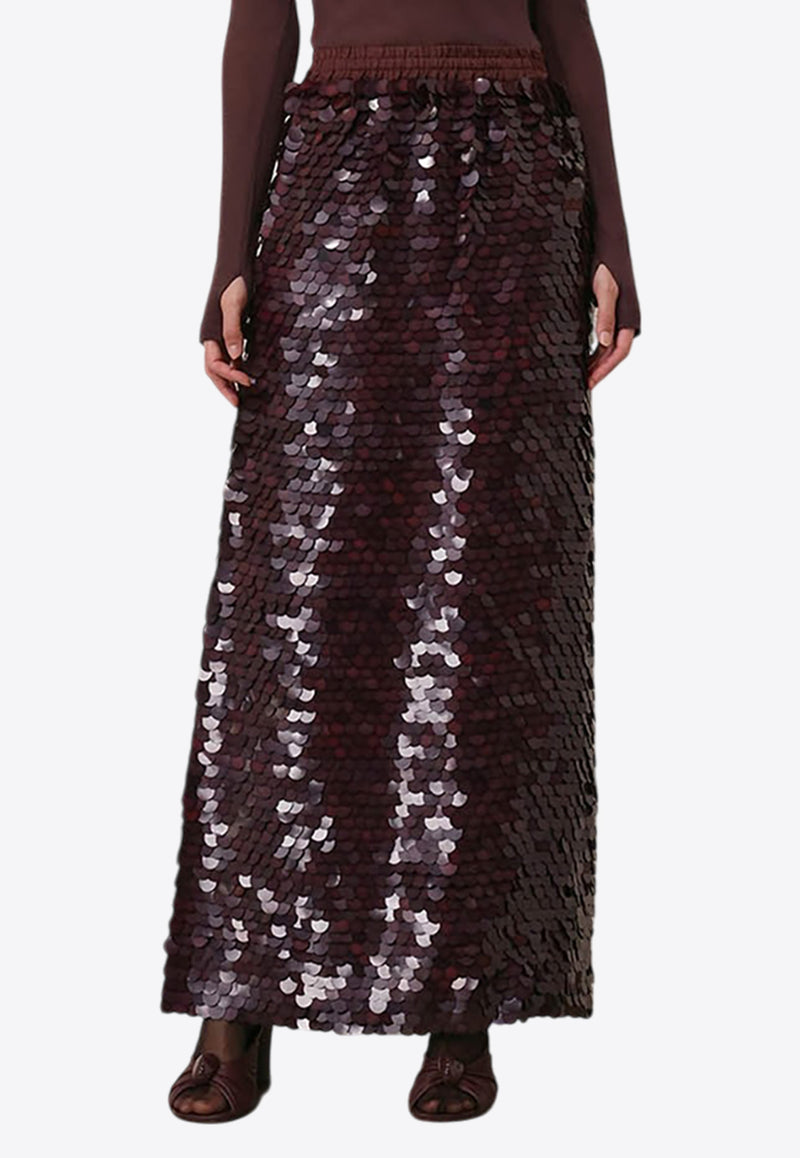 Zimmermann Eden Sequined Maxi Skirt Brown 0622SF242BROWN