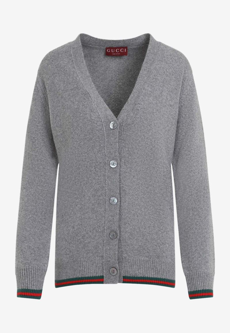 V-neck Wool and Cashmere Cardigan