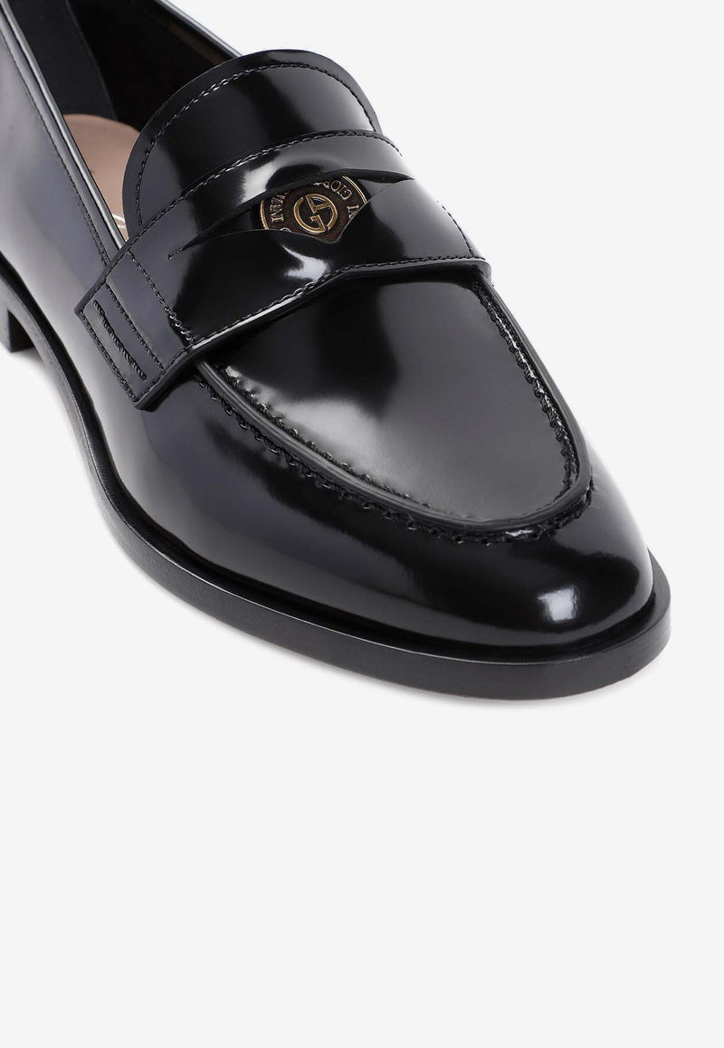 Logo Brushed Leather Loafers