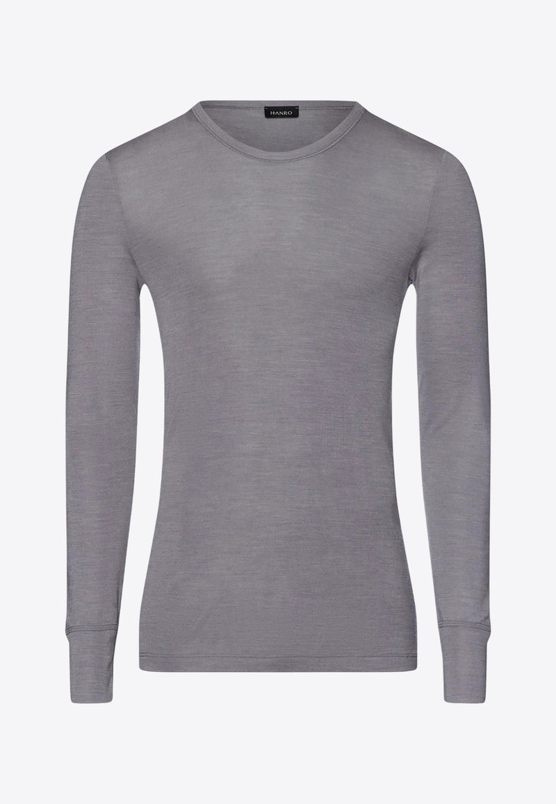 Hanro Long-Sleeved Crewneck Undershirt Gray 073402-2686GREY