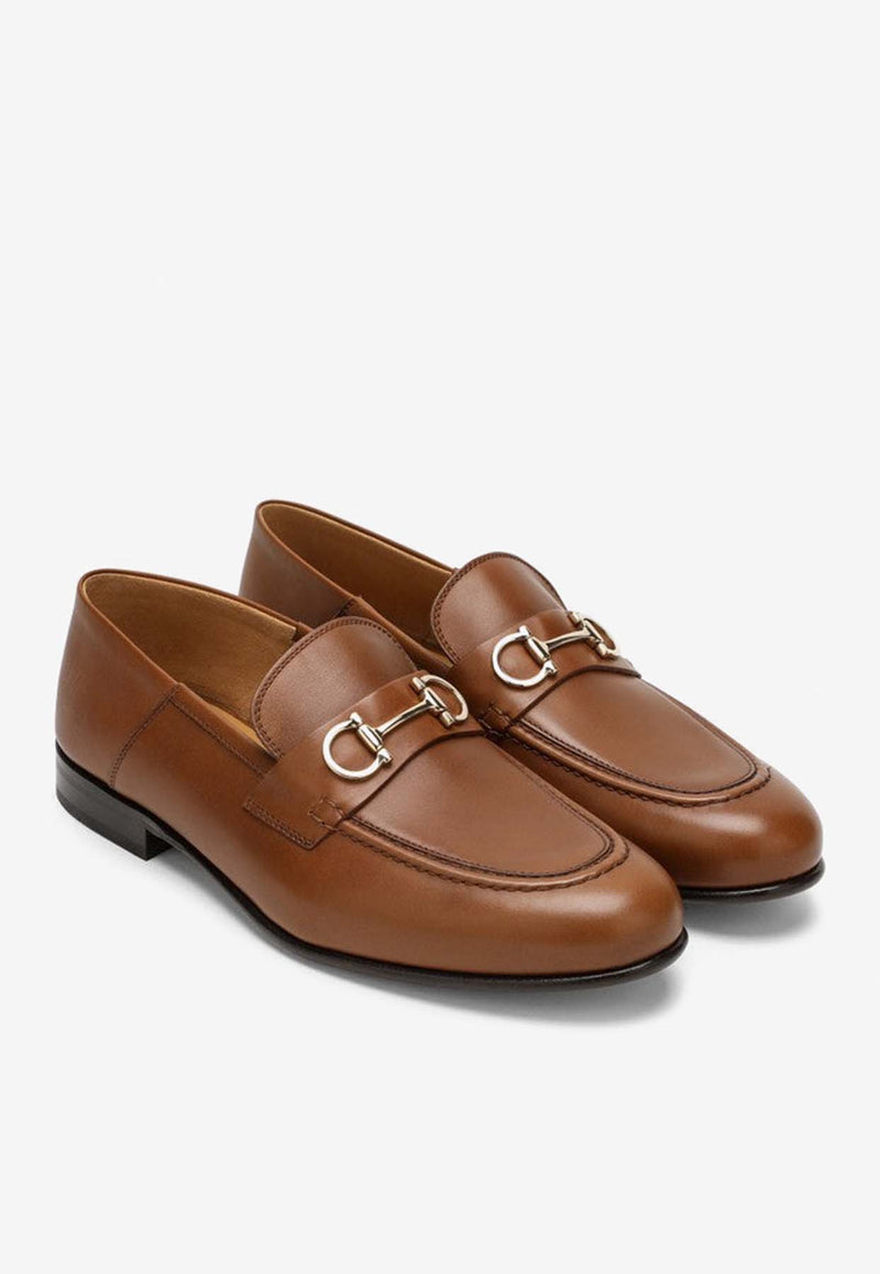 Salvatore Ferragamo Gancini Leather Loafers 07584671CLE/N_FERRA-BB