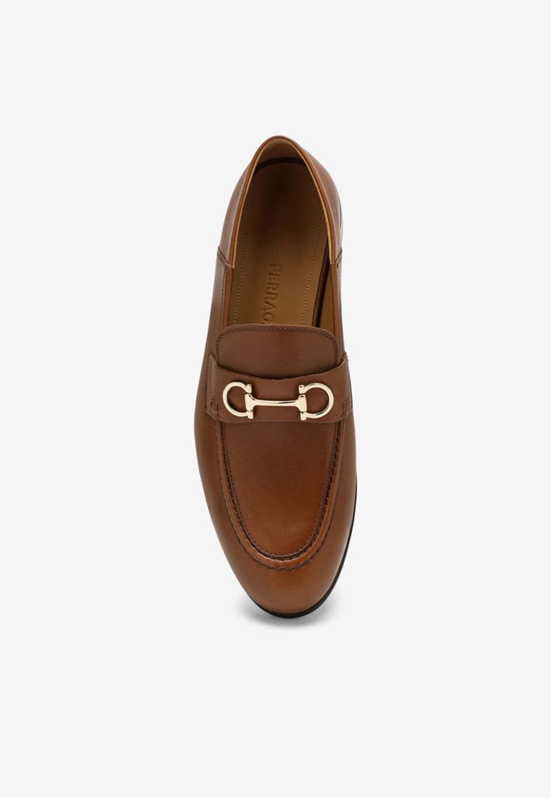 Salvatore Ferragamo Gancini Leather Loafers 07584671CLE/N_FERRA-BB