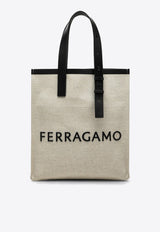 Salvatore Ferragamo Signature Logo Canvas Tote Bag Natural 0764870NF/P_FERRA-NN