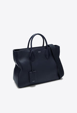 Salvatore Ferragamo Large Star Calf Leather Top Handle Bag Midnight Blue 0767120LE/Q_FERRA-MI