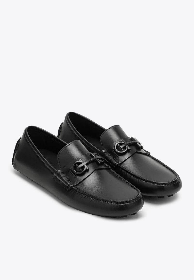 Salvatore Ferragamo Grazioso Gancini Calf Leather Loafers Black 07680433ELE/O_FERRA-NR