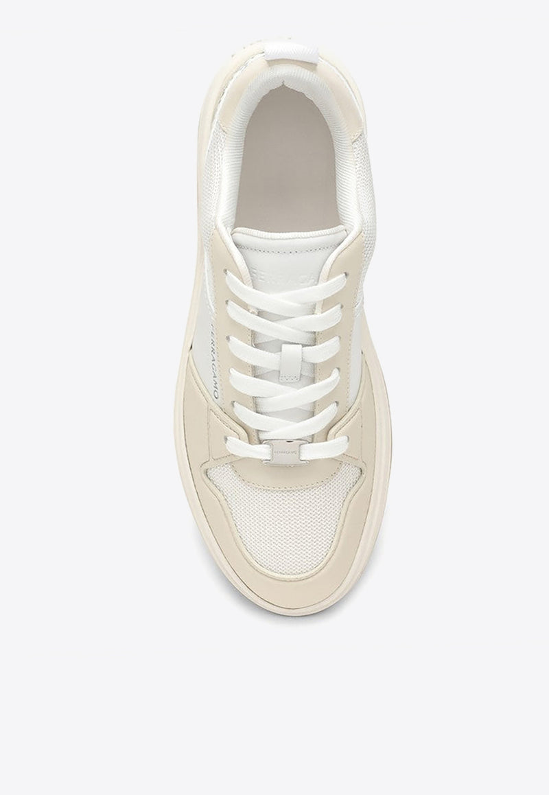 Salvatore Ferragamo Dennis Low-Top Leather and Mesh Sneakers White 0769613MLE/O_FERRA-PB