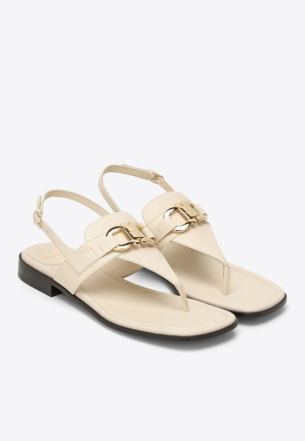 Salvatore Ferragamo Lula Gancini-Buckle Slingback Sandals Cream 07696451CLE/O_FERRA-MA