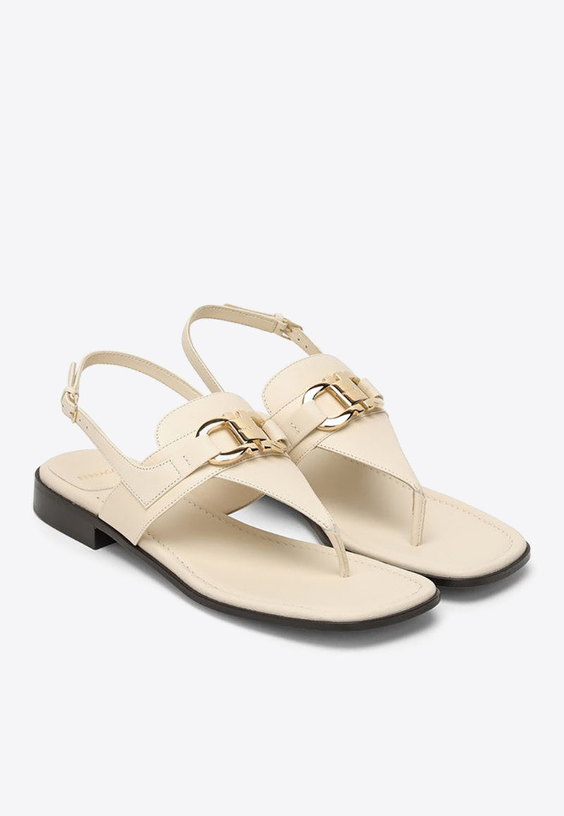 Salvatore Ferragamo Lula Gancini-Buckle Slingback Sandals Cream 07696451CLE/O_FERRA-MA