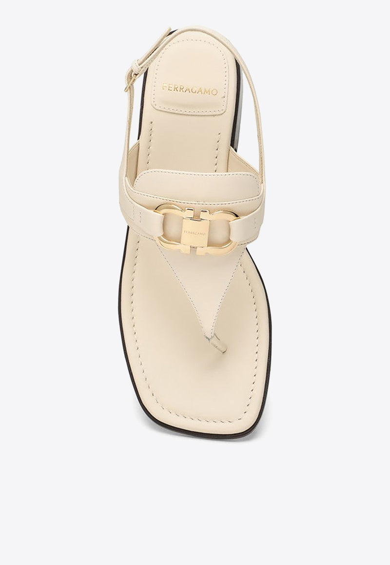 Salvatore Ferragamo Lula Gancini-Buckle Slingback Sandals Cream 07696451CLE/O_FERRA-MA