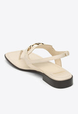 Salvatore Ferragamo Lula Gancini-Buckle Slingback Sandals Cream 07696451CLE/O_FERRA-MA