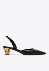 Salvatore Ferragamo Alyssa 40 Cage Heel Slingback Pumps Black 07727221CLE/O_FERRA-NR