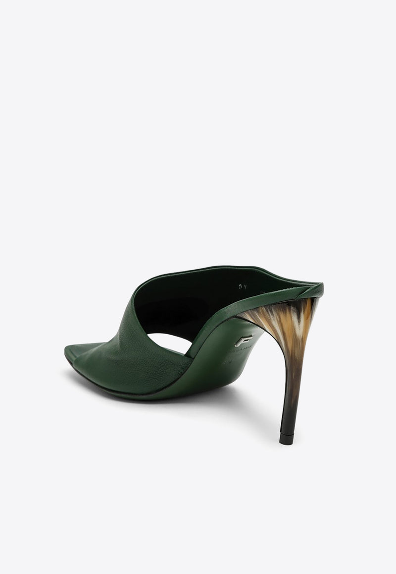 Salvatore Ferragamo Nymphe 85 Curved Heel Mules Green 07729321CLE/O_FERRA-FG