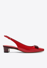 Salvatore Ferragamo Rivada 40 Patent Leather Slingback Pumps Red 07798471CLE/Q_FERRA-FB