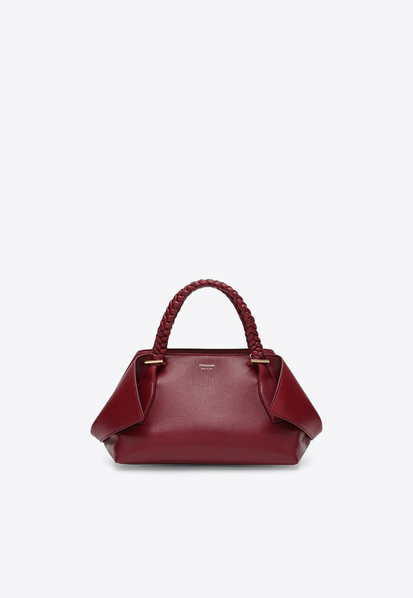 Salvatore Ferragamo Medium Calf Leather Top Handle Bag Burgundy 0781030LE/Q_FERRA-BO