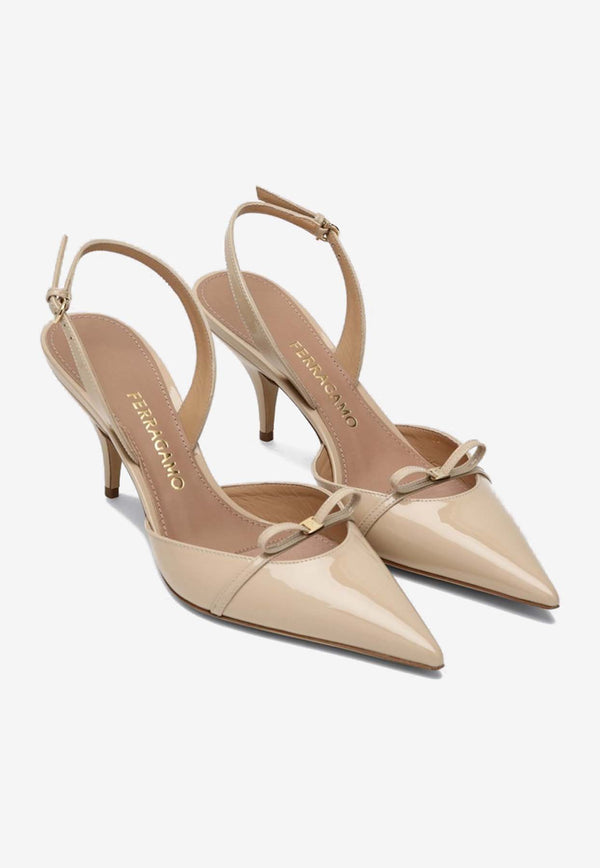 Salvatore Ferragamo Gylla 70 Patent Leather Slingback Pumps Blush 07811061CLE/Q_FERRA-NN