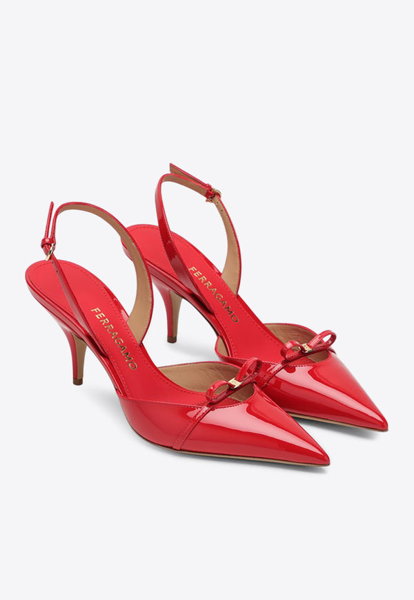 Salvatore Ferragamo Gylla 70 Patent Leather Slingback Pumps Red 07811081CLE/Q_FERRA-FR