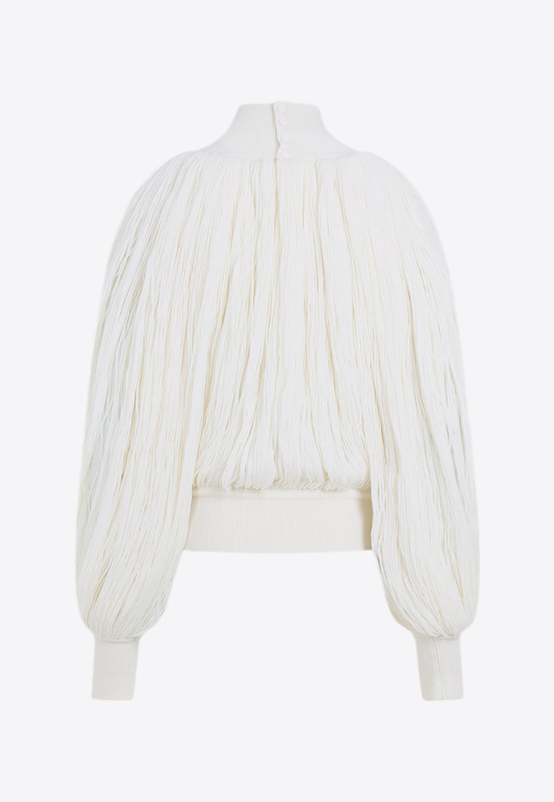 Knitted Fringes Long-Sleeved Sweater