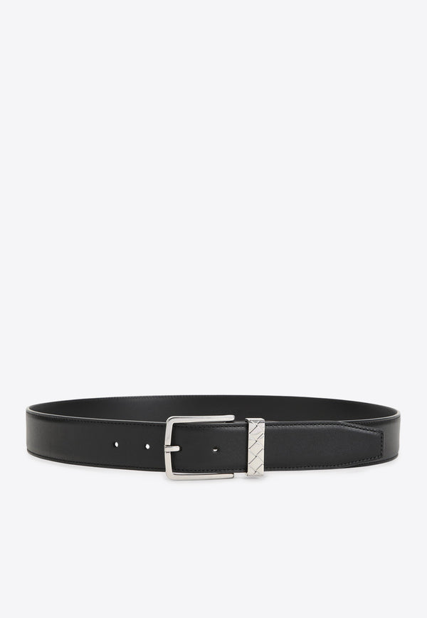 Leather Belt with Intrecciato Loop