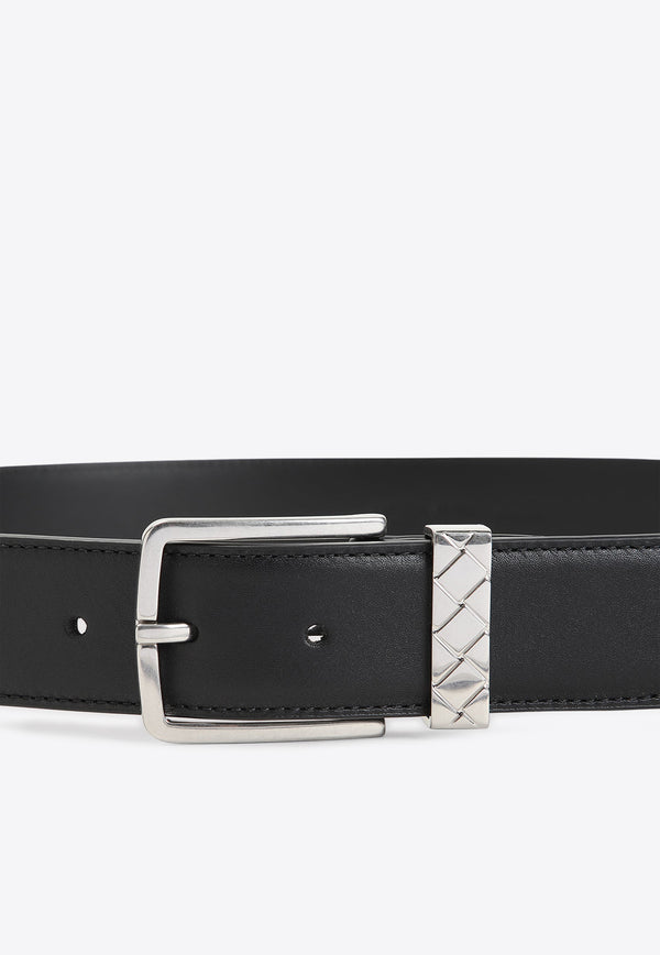 Leather Belt with Intrecciato Loop