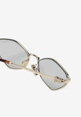 Miu Miu Miu Regard Geometric Sunglasses Gray 0MU56ZSMET/P_MIU-ZVN50K56