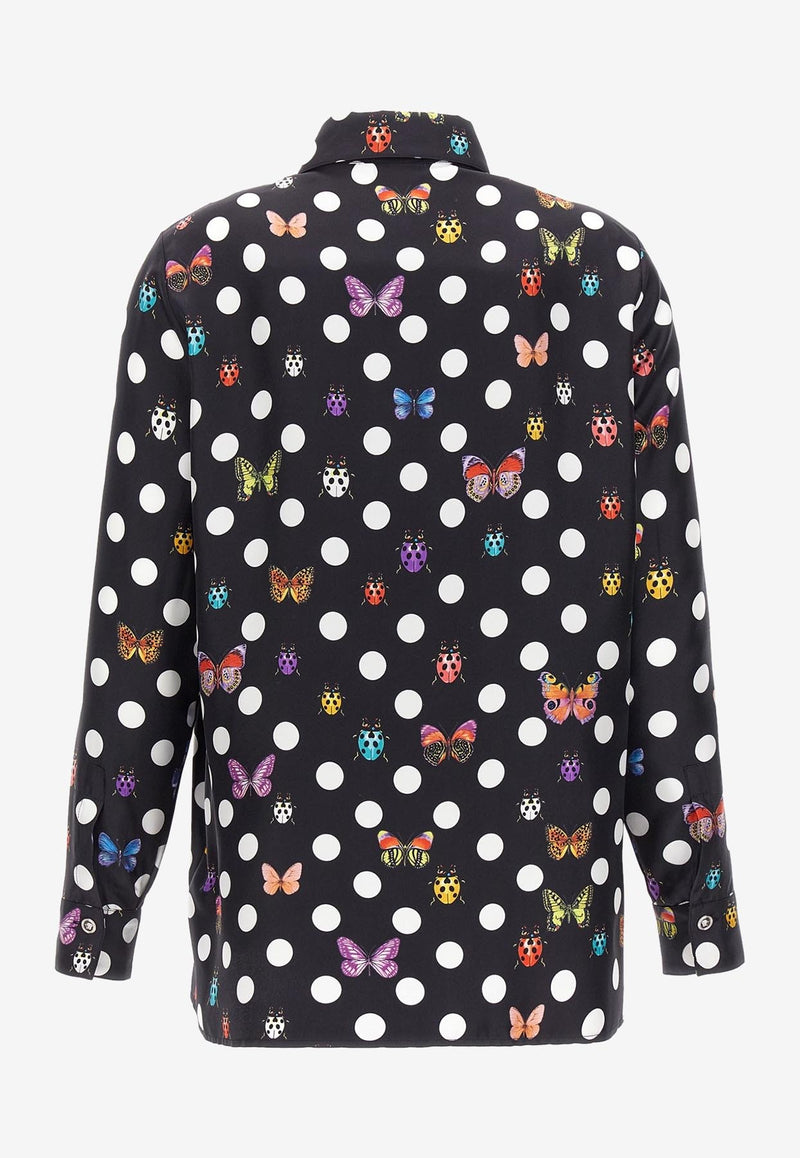 Versace Polka Dot Printed Shirt Black 1001360 1A08285 5B020