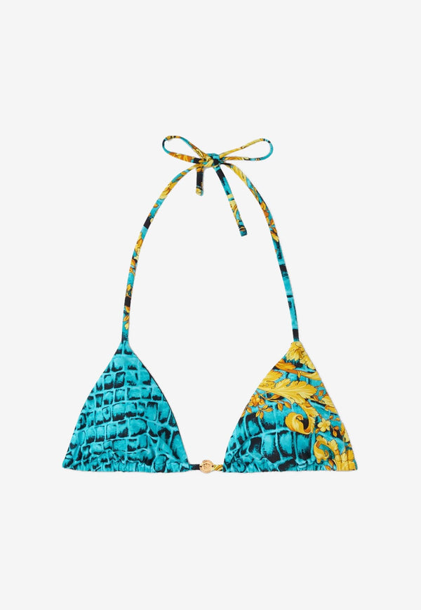 Versace Baroccodile Print Triangle Bikini Top Multicolor 1001406 1A09276 5X340