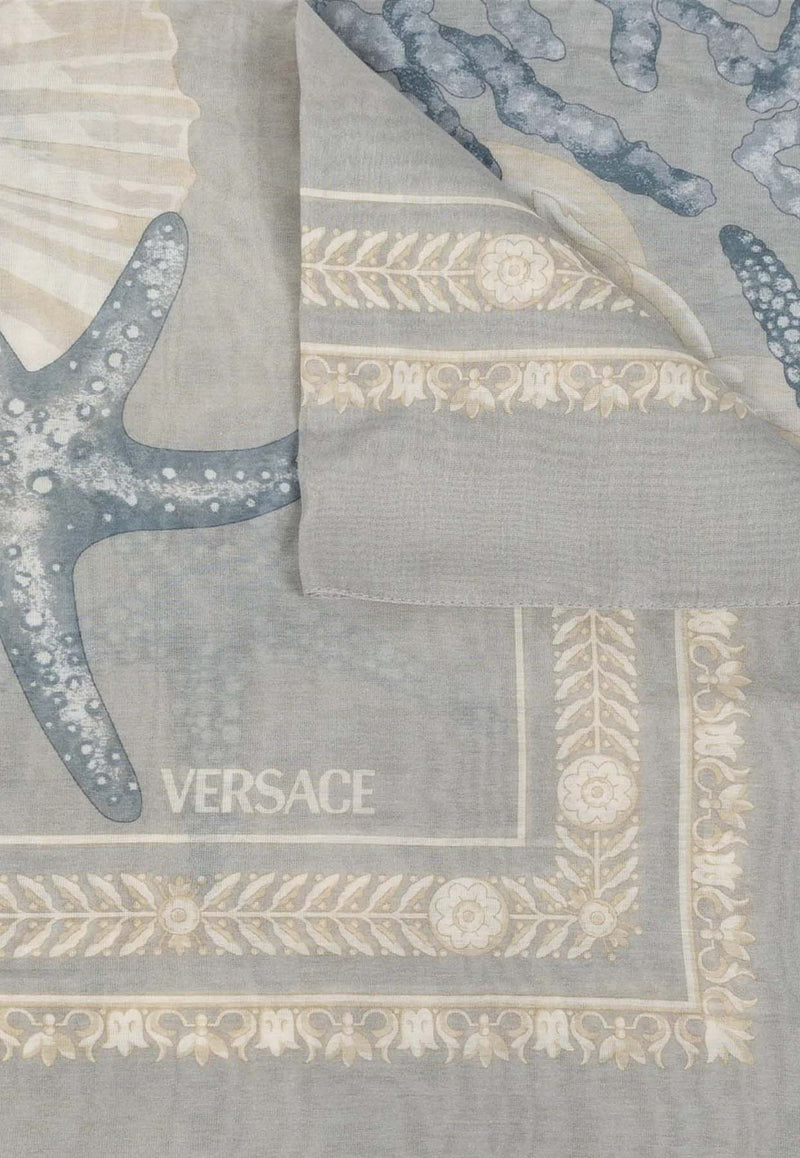 Versace Barocco Sea Print Shawl Light Blue 1001599 1A11814 5E360