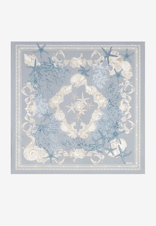 Versace Barocco Sea Print Silk Scarf Light Blue 1001600 1A11518 5E360