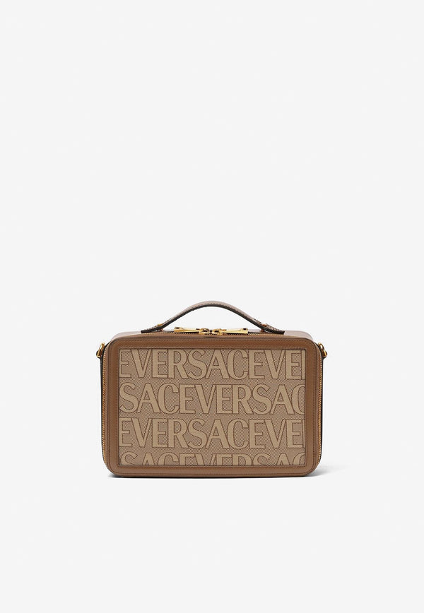 Versace All-Over Logo Messenger Bag Brown 1001769 1A07951 2N24V