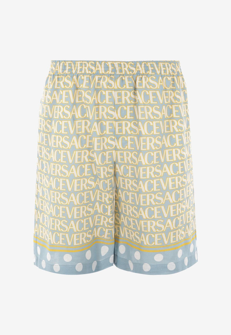 Versace All-Over Logo Shorts in Linen Multicolor 1002476 1A07835 5V510