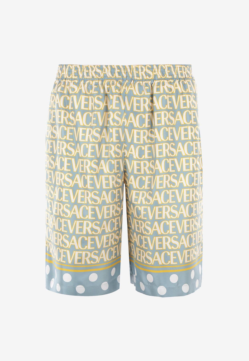 Versace All-Over Logo Shorts in Linen Multicolor 1002476 1A07838 5V510