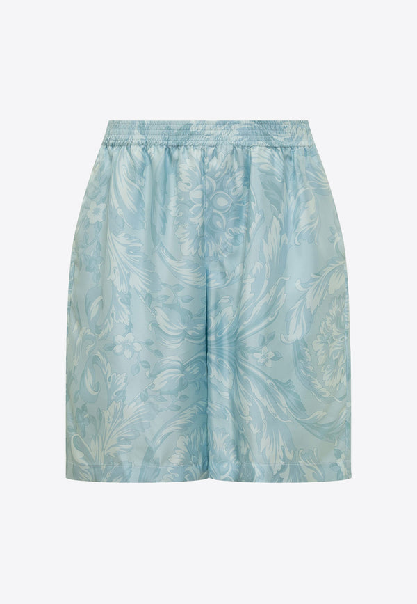 Versace Barocco Print Silk Shorts 1002476 1A09582 5U940 Blue