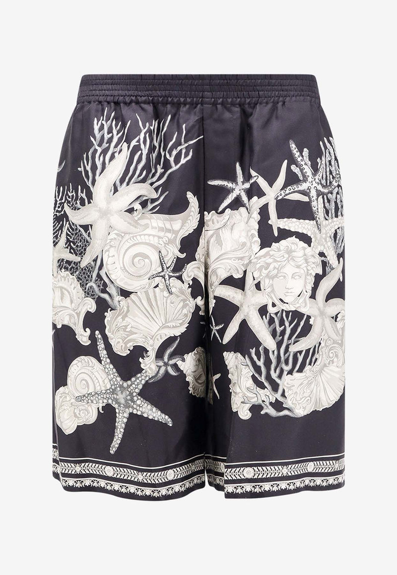 Versace Barocco Sea Print Silk Shorts Black 1002476 1A11093 5BC70