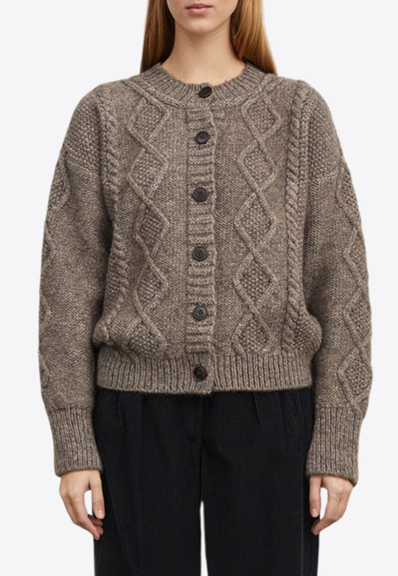 Skall Studio Agnete Cable Knit Wool Cardigan Brown 10033-24362BROWN